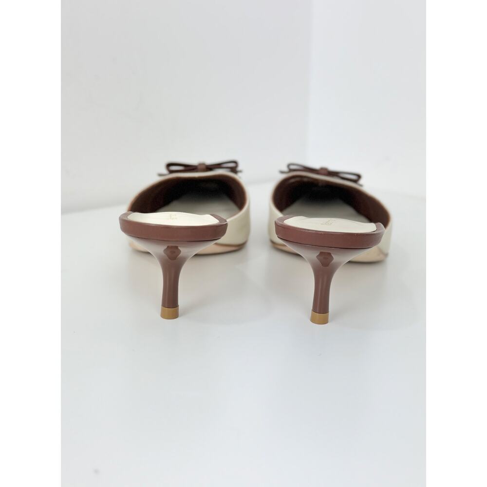 Reformation Nelson Heeled Mule Cream Leather Pointed Toe Kitten Heel US 8 - Picture 10 of 16